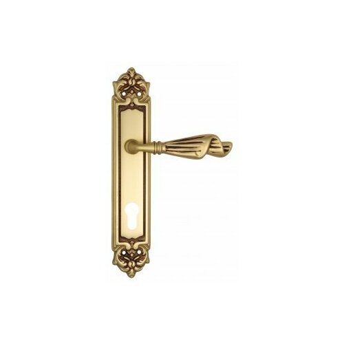 Дверная ручка Venezia OPERA CYL на планке PL96 французское золото + коричневый