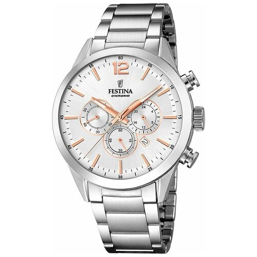 Наручные часы FESTINA Timeless Chrono, серебряный наручные часы festina наручные часы festina timeless chrono 20635 мужские кварцевые секундомер хронограф водонепроницаемые серебряный черный