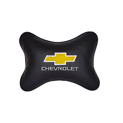 фото Подушка на подголовник экокожа black с логотипом автомобиля chevrolet vital technologies