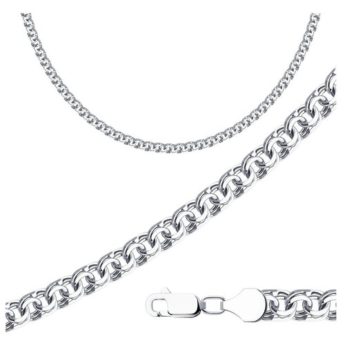 Цепь SOKOLOV, серебро, 925 проба, родирование, длина 55 см, средний вес 80.14 г цепь из серебра с алмазной гранью 968141204 60