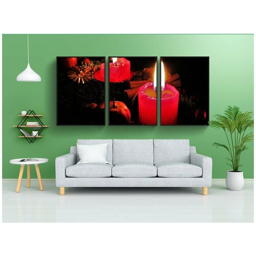 фото Набор модулных постеров для интерьера "второе пришествие, красные свечи, при свечах" 60x90 см. в тубусе, без рамки lotsprints