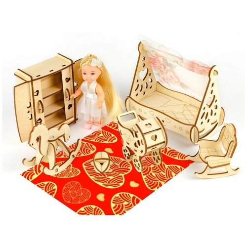 мебель для кукол детская goki Конструктор Мебель для кукол Детская Сердечки