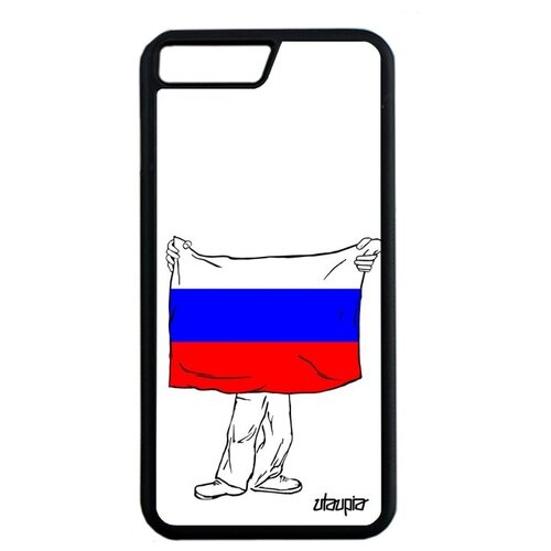 фото Противоударный чехол для мобильного // apple iphone 7 plus // "флаг россии с руками" стиль страна, utaupia, белый