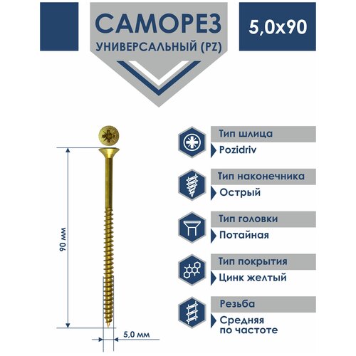 Саморез Daxmer PZ 335047 5x90, 200 шт., 5x90 мм