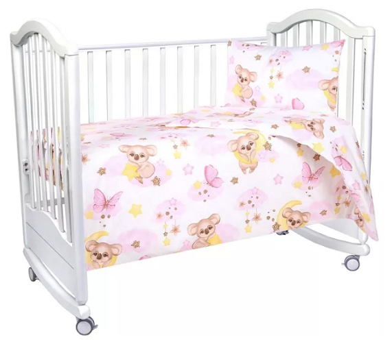 Комплект для детской кроватки Patrino/МамаШила "Нежный сон" (розовый/принт коала Бэби) P-10036
