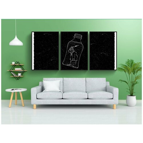 фото Набор модулных постеров для интерьера "сказка, бутылка, ночь" 60x90 см. в тубусе, без рамки lotsprints