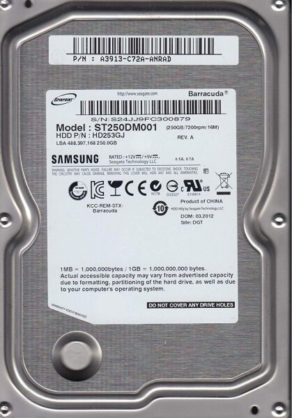 Жесткий диск Samsung HD253GJ 250Gb 7200 SATAII 3.5" HDD