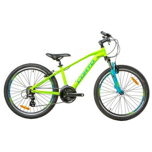 Подростковый велосипед CORTO BAT 24, цвет матовый зеленый/matt green тормоза для велосипеда 63mm v brake en 855al trekking city comfort 110мм передний задний алюминиевый регулируемые черные tektro