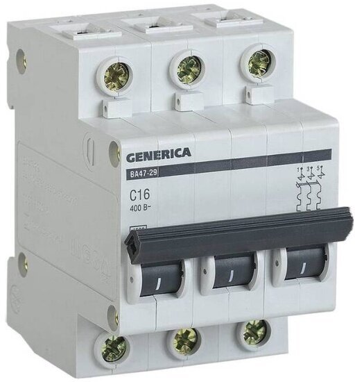 Автоматический выключатель Generica 3п C 32А 4.5кА ВА47-29, MVA25-3-032-C