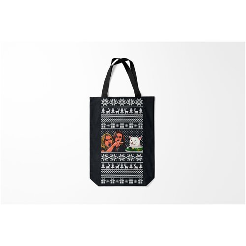 фото Сумка-шоппер / 31х42 см / мемы / кот мем woman yelling at cat burnettie