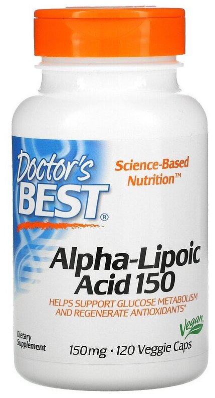 Капсулы Doctor's Best Alpha-Lipoic acid 150, 80 г, 150 мг, 120 шт.