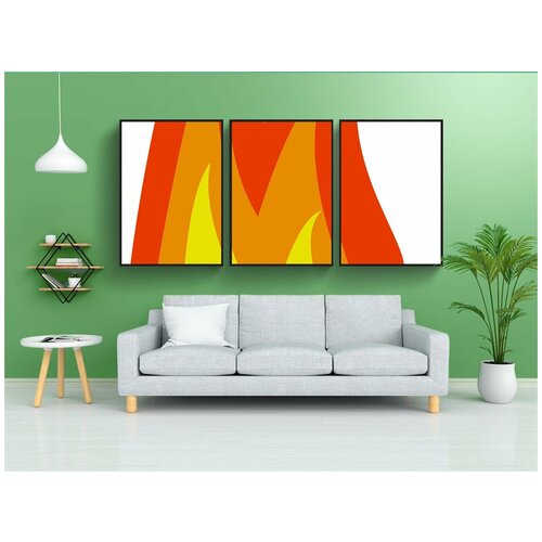 фото Набор модулных постеров для интерьера "пожар, горячий, пламя" 60x90 см. в тубусе, без рамки lotsprints