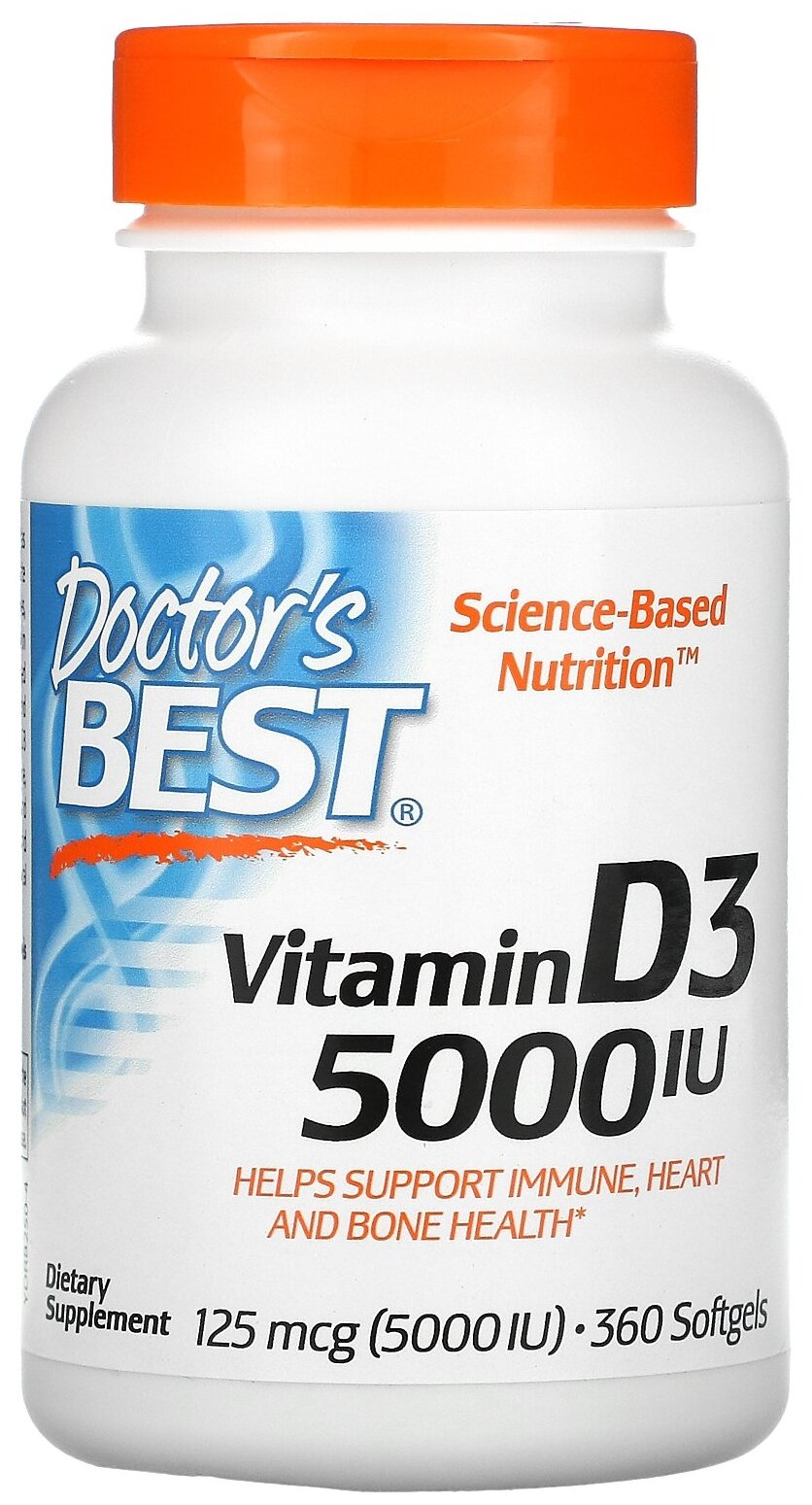 Doctor's Best Vitamin D3 капс., 5000 МЕ, 120 г, 360 шт.