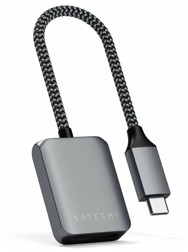 Адаптер Satechi с кабель-коннектором USB-C/разъём 3,5 мм и USB-C Серый космос / Space Gray