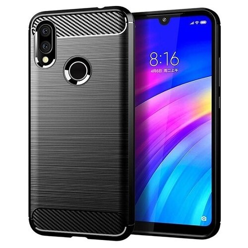 фото Чехол carbon для xiaomi redmi 7 (redmi y3) серия карбон | черный