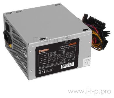 Блок питания 450W ExeGate Un450, Atx, PC, 12cm fan, 24p+4p, 6/8p Pci-e, 3*SATA, 2*IDE, FDD + кабель .