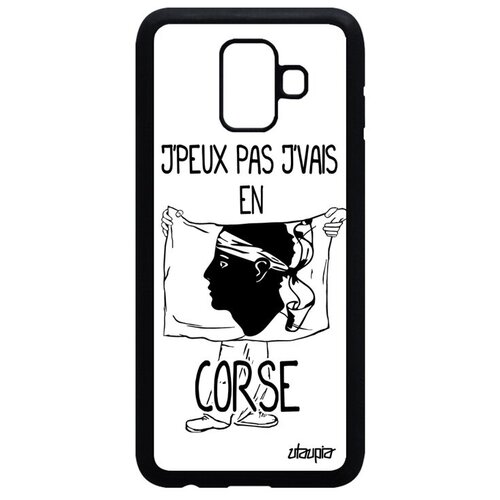 фото Яркий чехол на телефон // galaxy a6 2018 // "еду на корсику" страна надпись, utaupia, белый