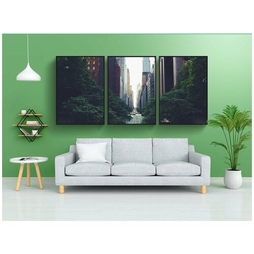 фото Набор модулных постеров для интерьера "нью-йорк, chrysler здания, дорога" 60x90 см. в тубусе, без рамки lotsprints