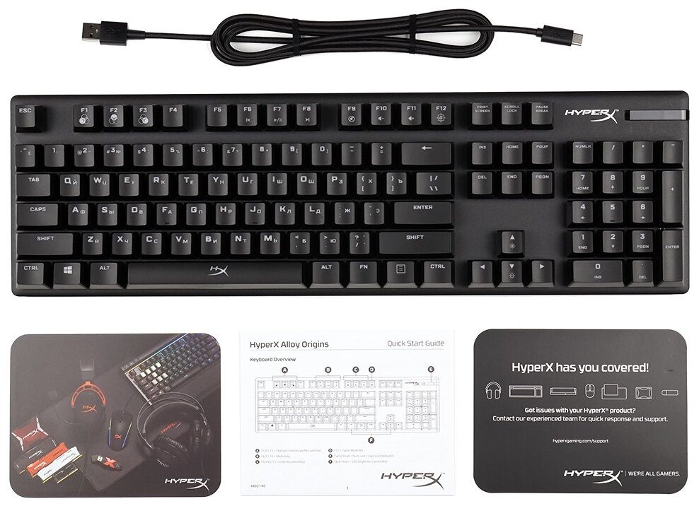 Клавиатура HYPERX Alloy Origins, USB, черный [hx-kb6rdx-ru] - фото №5