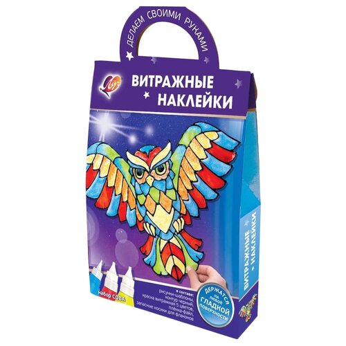 Набор для творчества Луч Витражные наклейки. Сова 31С 2004-08 5 цв. (15 мл.) разноцветный