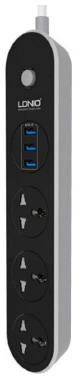 Сетевой фильтр Ldnio Power Socket 3 розетки 3 USB (SC3301) (black)