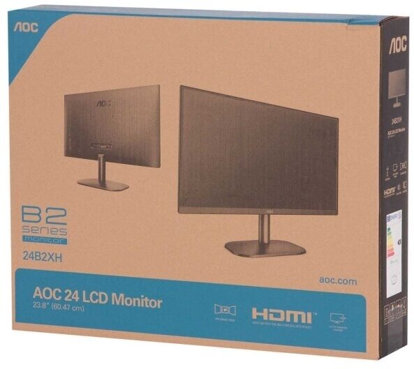 23.8'' AOC 24B2XH 16:9 1920х1080(FHD) IPS, nonGLARE, 250cd/m2, H178°/V178°, 1000:1, 20M:1, 16.7M, 7ms, VGA, HDMI, Tilt, 3Y, Black - фотография № 17