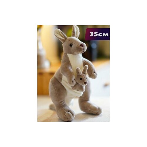 Мягкая игрушка Кенгуру с детенышем в сумке Австралийская кенгуру 25 см Игрушка плюшевая