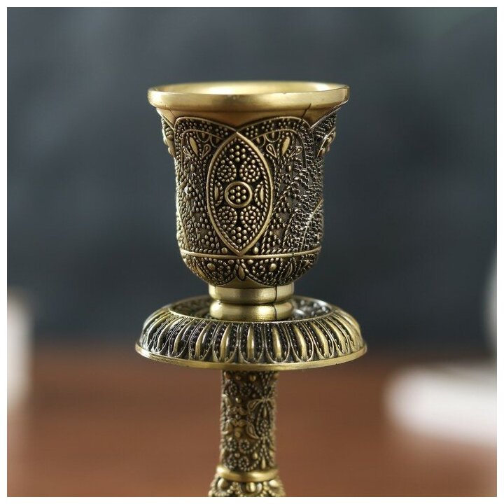 Подсвечник металл на 1 свечу "Раджа" бронза 16,5х8х8 см 4635001 - фотография № 3