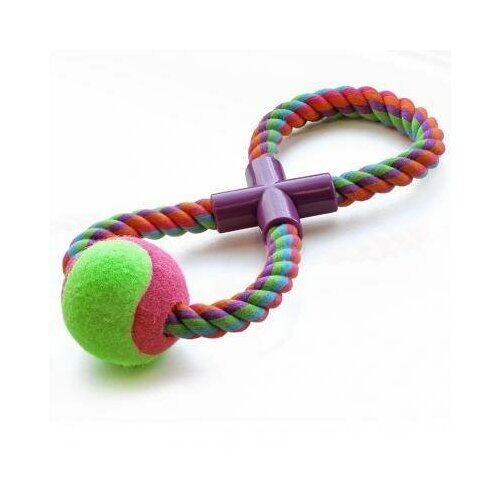 игрушка для собак ferplast ter6530 веревка восьмерка 1 шт 0132XJ Верёвка цветная Восьмёрка с мячом 27см 180-190г10