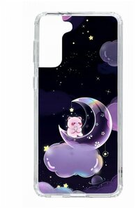 Чехол для Samsung Galaxy S21 Plus Kruche Print Сон медвежонка, пластиковая накладка, силиконовый бампер с защитой камеры, защитный прозрачный с рисунком