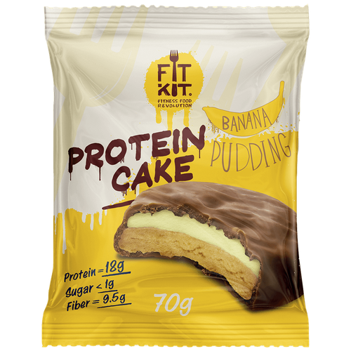 FIT KIT Protein cake с начинкой, 1 шт. - 70 г (Банановый пудинг) пирожное кондитерская прохорова суфле птичка 70 г