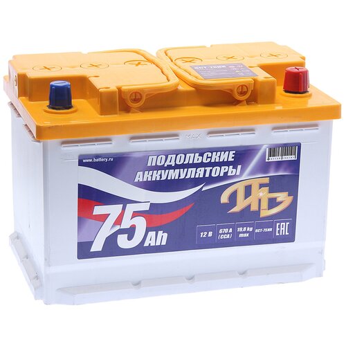 Аккумулятор подольск 75А/ч обратная полярность 6СТ75