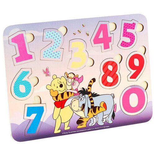 Деревянная рамка-вкладыш Disney 30х22 см/развивающая игрушка/пазл/учим цифры/для детей/Ulanik