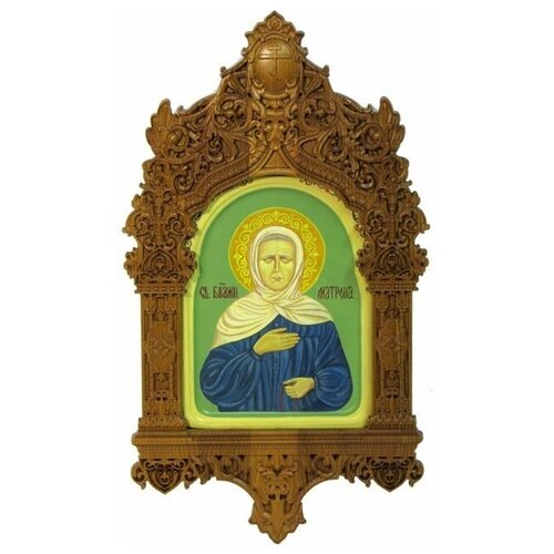 Рукописная икона Блаженная старица Матрона Московская на кипарисе 15*20см 999-RTI-45UAk