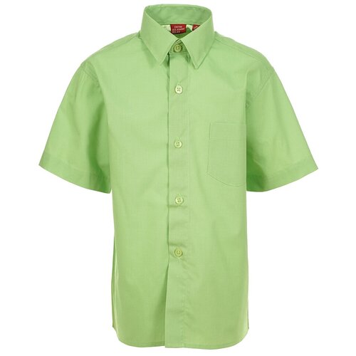 фото Школьная рубашка imperator, прямой силуэт, на пуговицах, короткий рукав, размер 110-116, зеленый