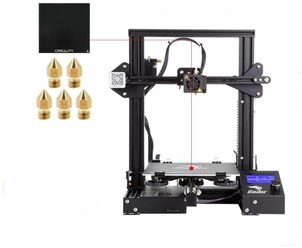 3D-принтер Creality Ender 3 Pro, комплект с стеклянным столом и соплами черный