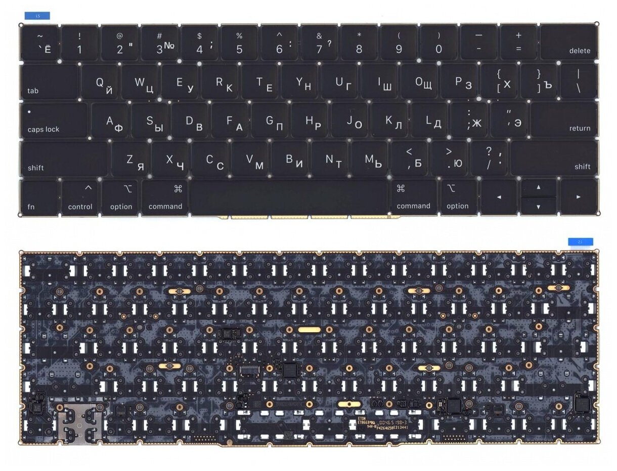Клавиатура для Apple MacBook Pro Retina 13' A1989 15' A1990 2018 плоский Enter черная