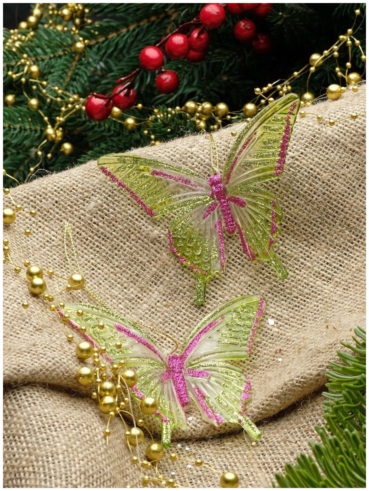Рождественское украшение Бабочки, 8 см