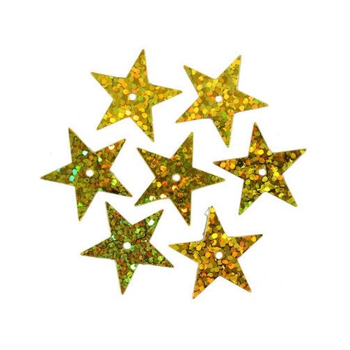 Пайетки Астра Звездочки 20 мм цвет А20 золото голограмма 10 упаковок по 10 грамм 173₽