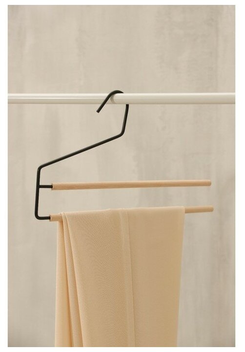 SAVANNA Вешалка для брюк и юбок SAVANNA Wood, 2 перекладины, 36×21,5×1,1 см, цвет чёрный - фотография № 1