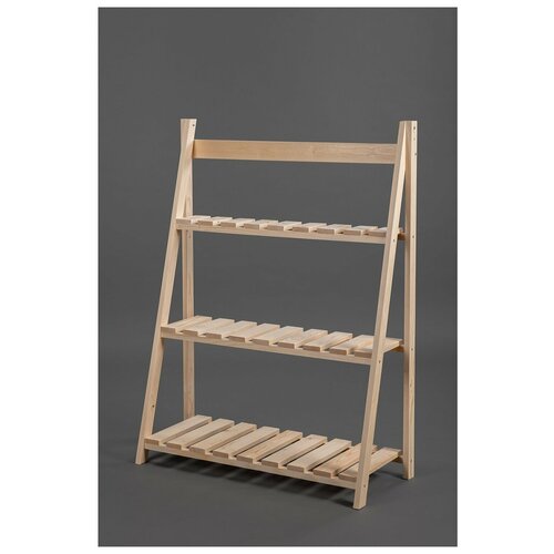 Стеллаж из массива сосны для дома 1050х750х320 мм / Стеллаж Горка деревянный на 3 полки