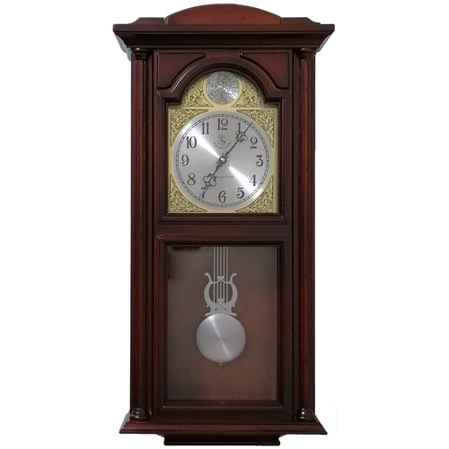 Настенные деревянные классические часы с маятником и мелодией WOODPECKER, 66см Х 32см с арабскими цифрами