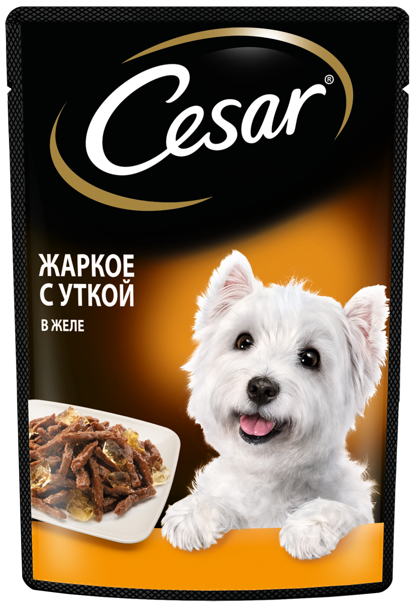 Влажный корм для собак Cesar (набор) жаркое с уткой в желе, говядина с овощами в соусе 2 уп. х 14 шт. х 85 г