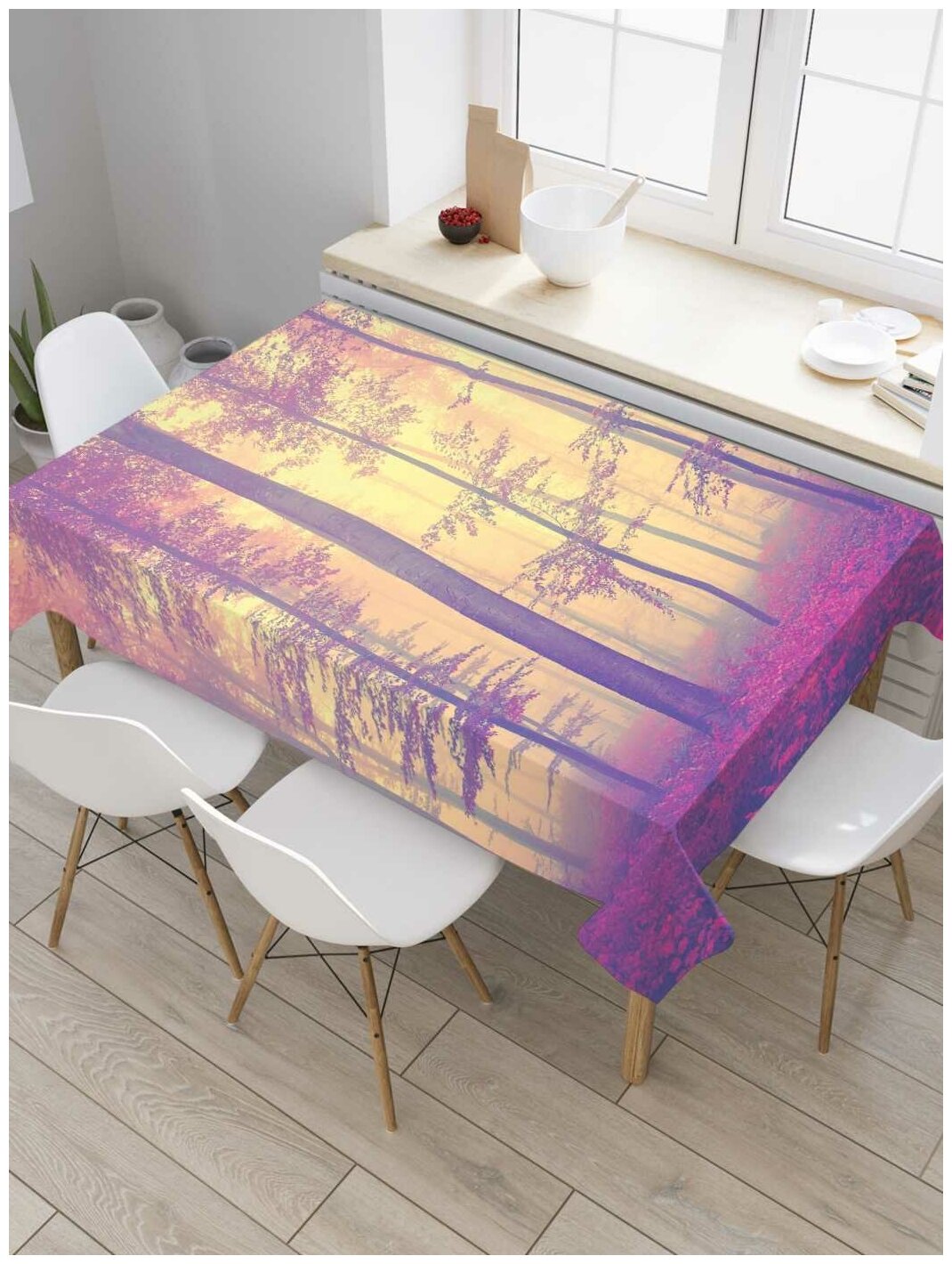 Скатерть прямоугольная JoyArty на кухонный стол "Лесное волшебство" из оксфорда, 120x145 см