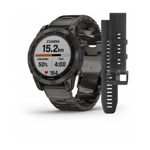 Garmin Fenix 7 Sapphire Solar титановый угольно-серый DLC с угольно-серым титановым DLC браслетом серый 10499000₽