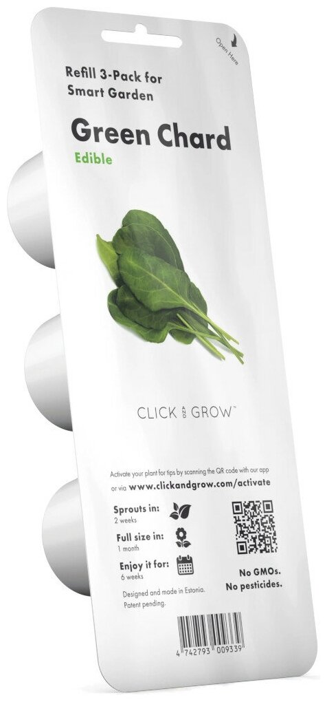 Набор картриджей для умного сада Click and Grow Refill 3-Pack Зелёный Мангольд (Green Chard) - фотография № 1