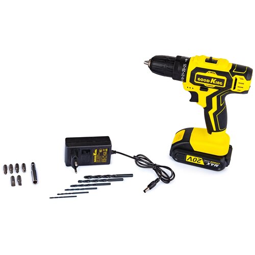 Дрель-шуруповерт с набором бит и сверл 13 предметов GOODKING YL-200113 20В 30Нм 1АКБ 15Ah аккумуляторная дрель-шуруповерт для дома для ремонта 300000₽