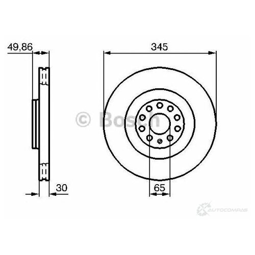 диск тормозной передний Audi A3, VW Passat Golf V 3.2FSi 03> BOSCH 0986479204 1шт