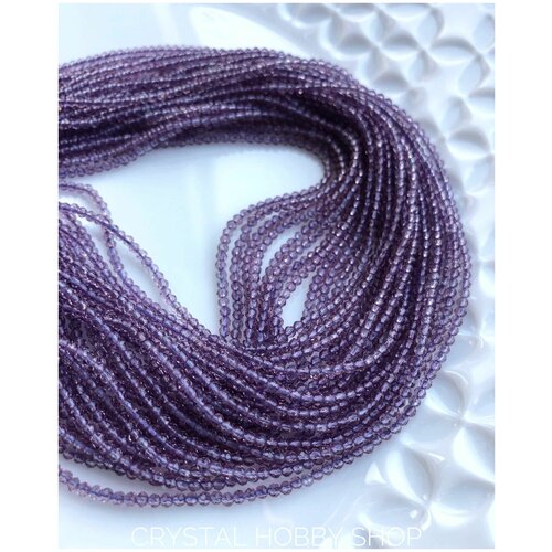 Шпинель природная бусины шар граненый 2 мм, 3 нити, около 600 шт., цвет: Фиолетовый