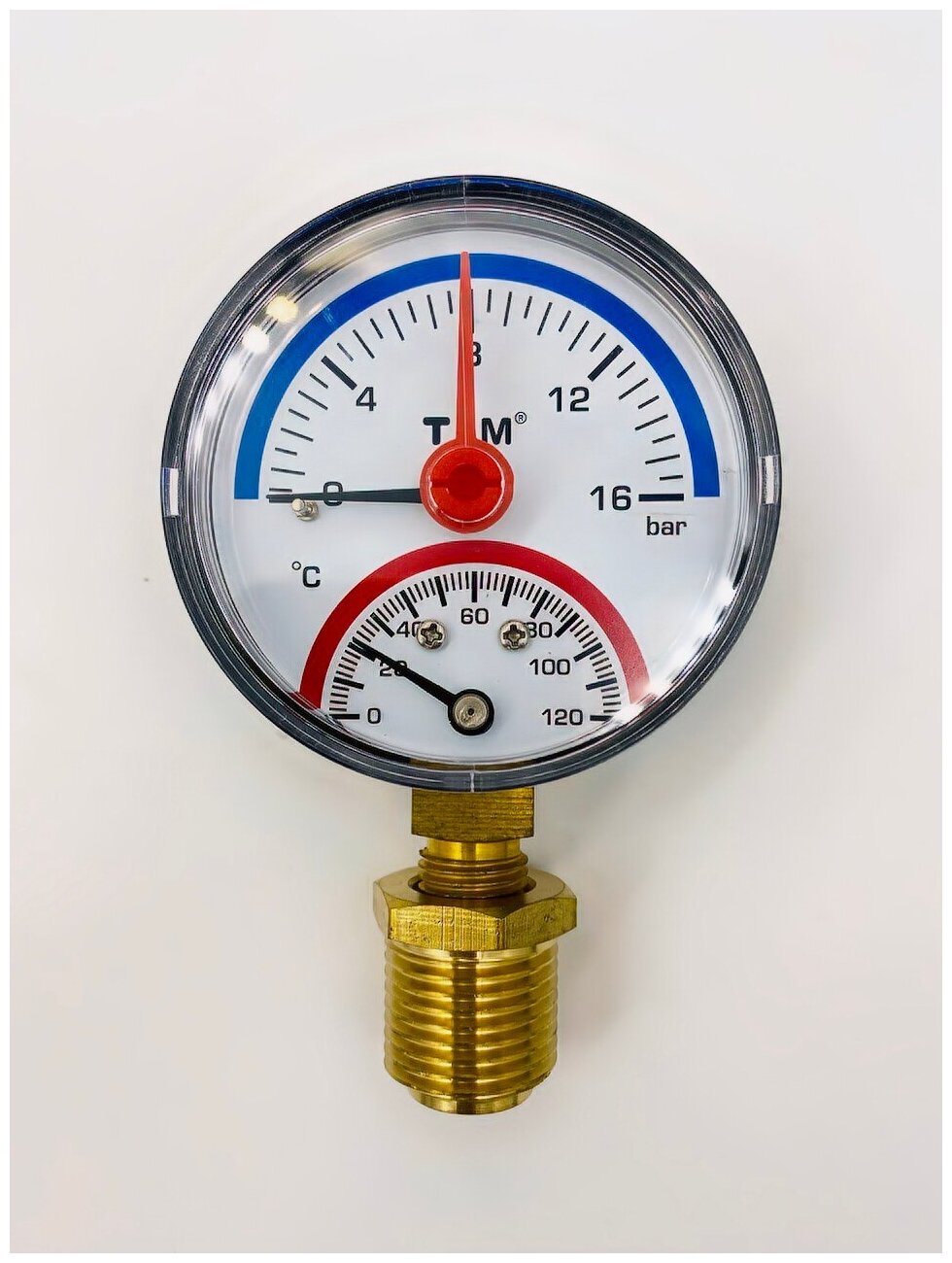 Термоманометр радиальный 16 бар диаметр 63 мм TIM арт. Y-63-16
